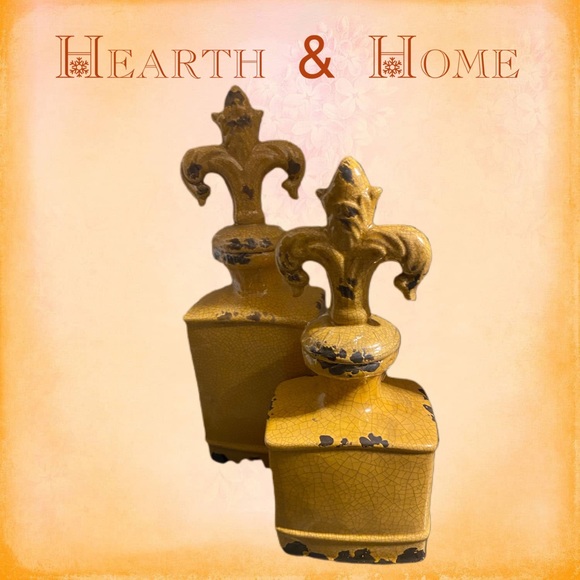 Other - Tuscan Canary Bottles With Finial Lids Set of 2